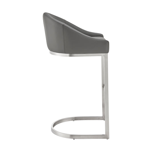 Armen Living - Atherik Bar or Counter Stool in Faux Leather and Metal - 840254335851