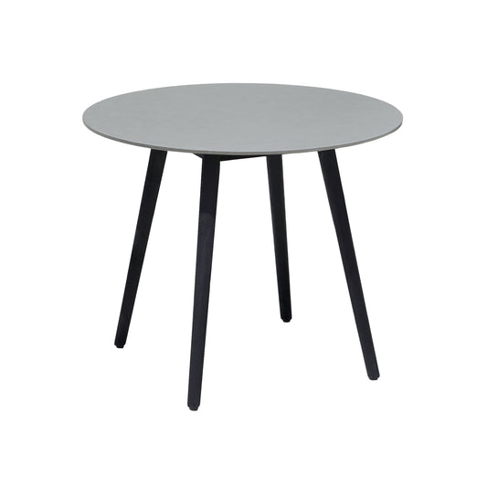 Armen Living - Sydney Outdoor Patio Round 36" Dining Table in Black Eucalyptus and Grey Stone - 840254336162