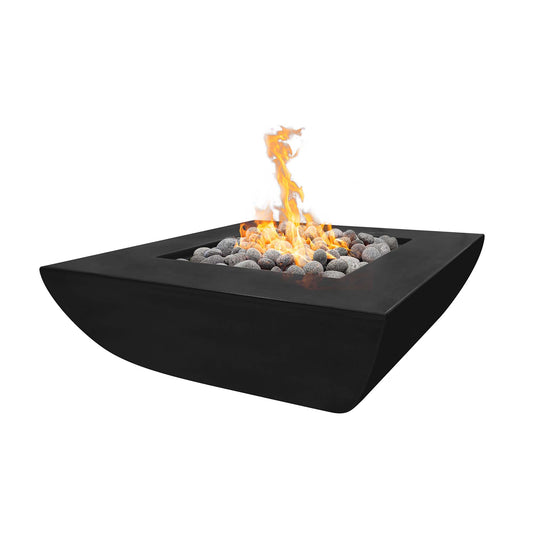 The Outdoor Plus - 42" Square Avalon Wide Ledge Fire Pit GFRC Concrete Fire Pit - OPT-AVWLFP4242