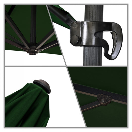 California Umbrella - 8.5' - Cantilever Umbrella - Aluminum Pole - Forest Green - Sunbrella - CALI85858A117-5446