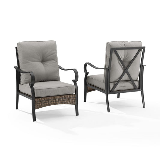 Crosley Furniture - Dahlia 2Pc Outdoor Metal And Wicker Armchair Set Taupe/Matte Black - 2 Armchairs