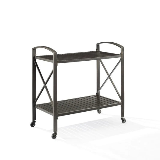 Crosley Furniture - Kaplan Outdoor Metal Bar Cart Oil Rubbed Bronze