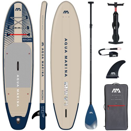 Aqua Marina - Magma (Earth Wave) - Advanced All-around iSUP, 3.4m/15cm, with carbon/fiberglass hybrid PASTEL paddle and coil leash | BT-23MAP