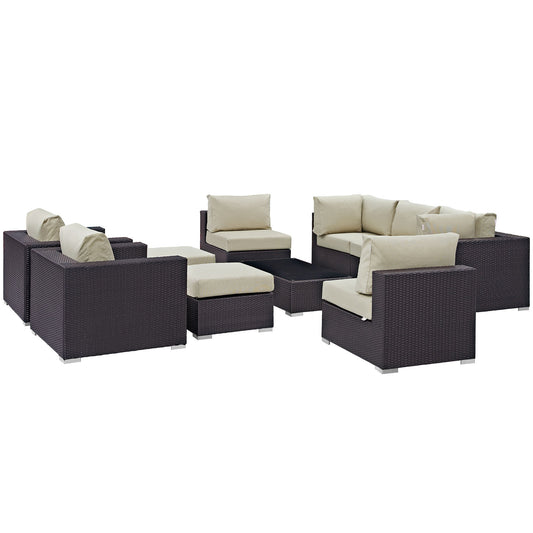 Modway - Convene 10 Piece Outdoor Patio Sectional Set - EEI-2169