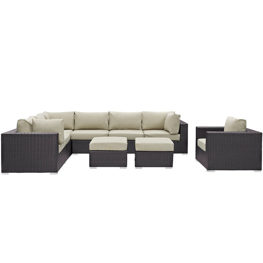Modway - Convene 9 Piece Outdoor Patio Sectional Set - EEI-2208