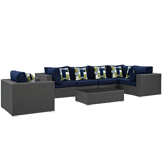 Modway - Sojourn 7 Piece Outdoor Patio Sunbrella® Sectional Set - EEI-2374