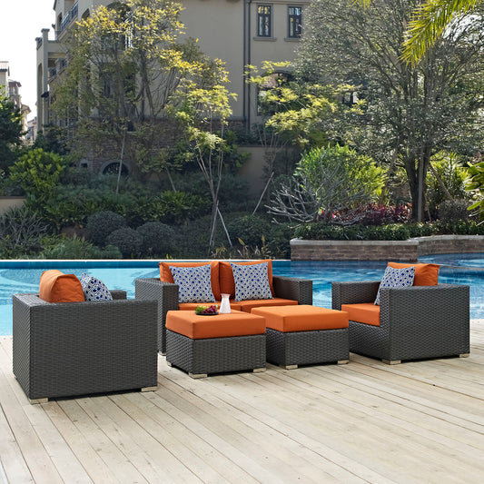 Modway - Sojourn 5 Piece Outdoor Patio Sunbrella® Sectional Set - EEI-2375