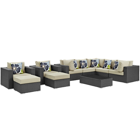 Modway - Sojourn 10 Piece Outdoor Patio Sunbrella® Sectional Set - EEI-2383