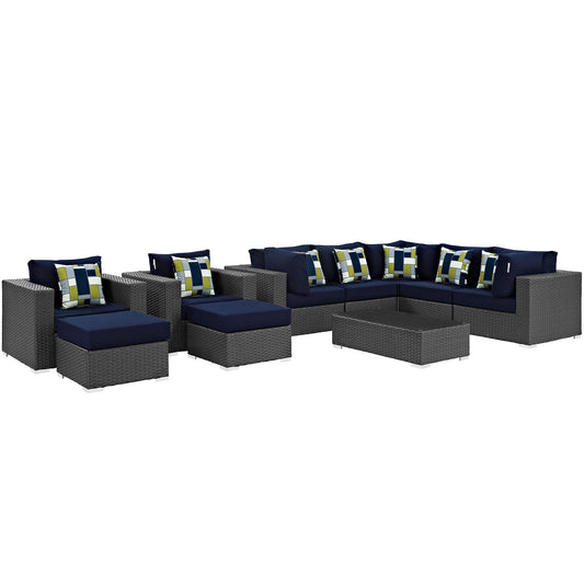 Modway - Sojourn 10 Piece Outdoor Patio Sunbrella® Sectional Set - EEI-2383