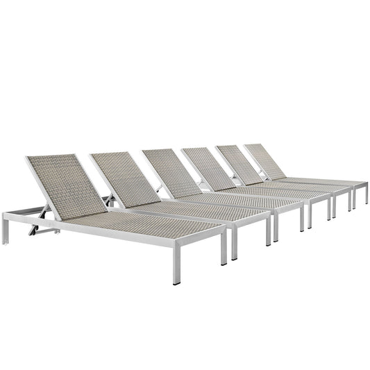 Modway - Shore Chaise Outdoor Patio Aluminum Set of 6 - EEI-2479