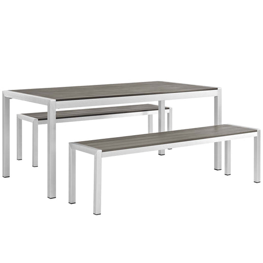 Modway - Shore 3 Piece Outdoor Patio Aluminum Dining Set - EEI-2480
