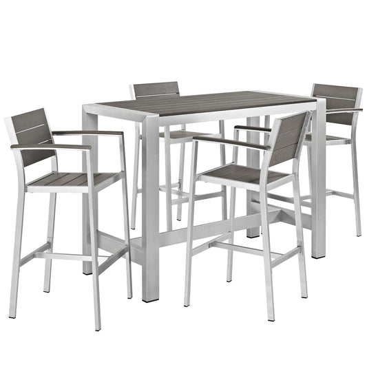 Modway - Shore 5 Piece Outdoor Patio Aluminum Dining Set - EEI-2588