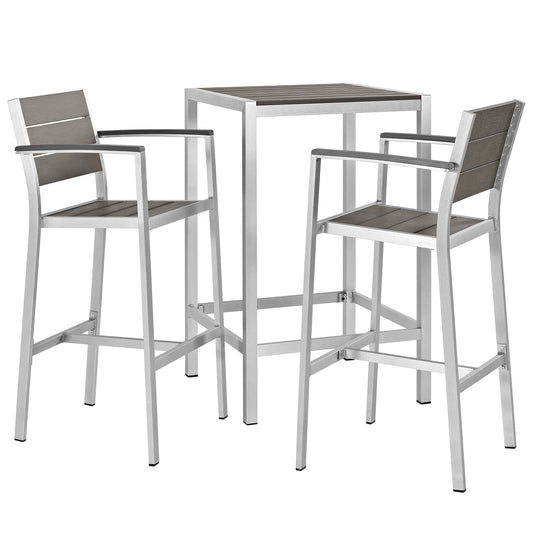 Modway - Shore 3 Piece Outdoor Patio Aluminum Pub Set - EEI-3157