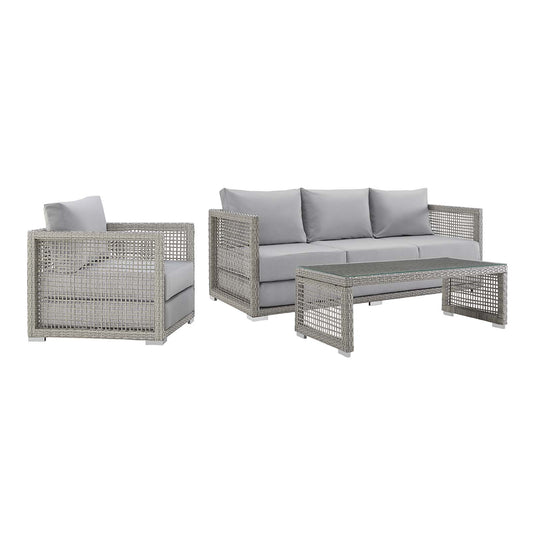 Modway - Aura 3 Piece Outdoor Patio Wicker Rattan Set - EEI-3599