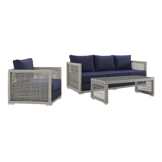 Modway - Aura 3 Piece Outdoor Patio Wicker Rattan Set - EEI-3599
