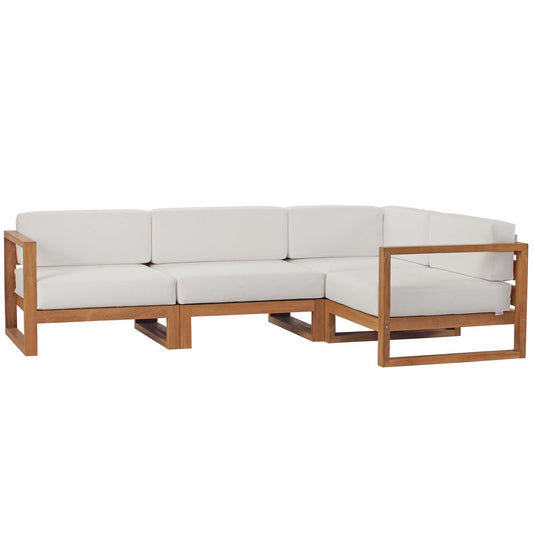 Modway - Upland Outdoor Patio Teak Wood 4-Piece Sectional Sofa Set - EEI-4253