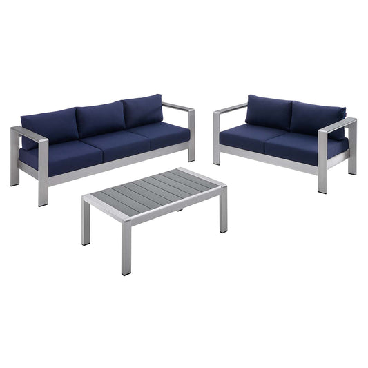 Modway - Shore Sunbrella® Fabric Outdoor Patio Aluminum 3 Piece Set - EEI-4313