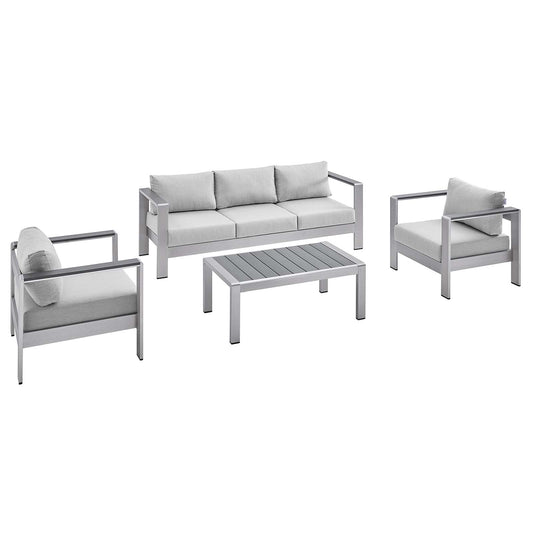 Modway - Shore Sunbrella® Fabric Outdoor Patio Aluminum 4 Piece Set - EEI-4316