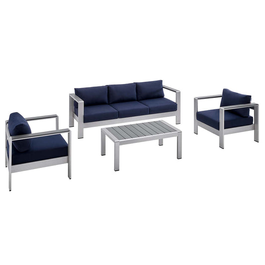 Modway - Shore Sunbrella® Fabric Outdoor Patio Aluminum 4 Piece Set - EEI-4316