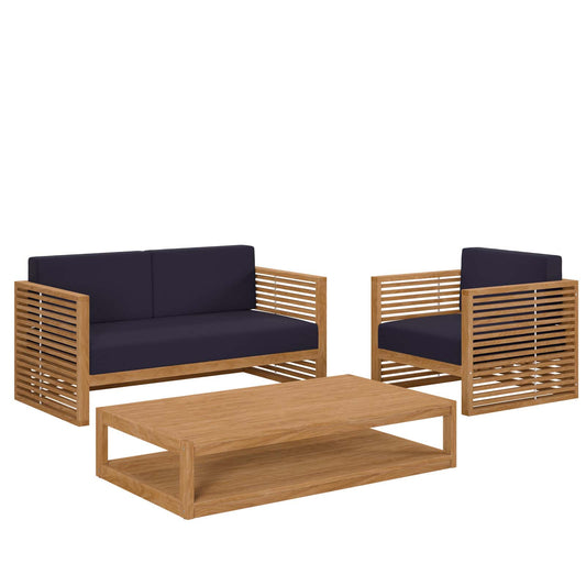 Modway - Carlsbad 3-Piece Teak Wood Outdoor Patio Outdoor Patio Set - EEI-5837