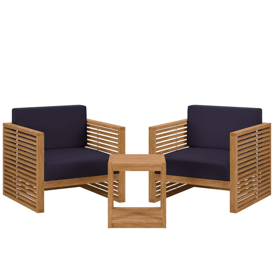 Modway - Carlsbad 3-Piece Teak Wood Outdoor Patio Outdoor Patio Set - EEI-5838