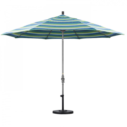 California Umbrella - 11' - Patio Umbrella Umbrella - Aluminum Pole - Seville Seaside - Sunbrella - GSCUF118010-5608-DWV