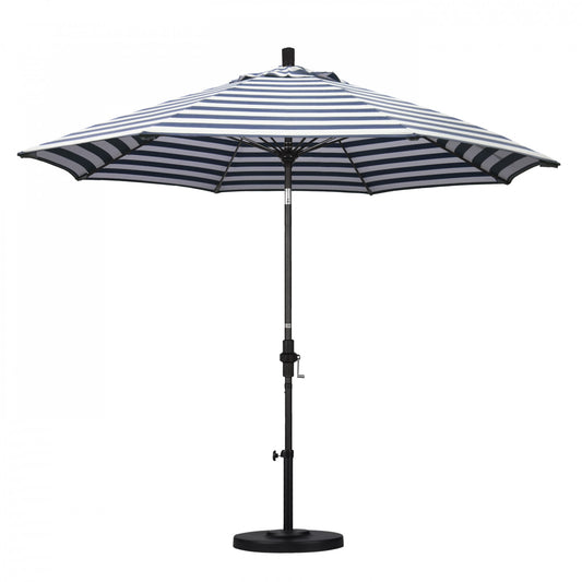California Umbrella - 9' - Patio Umbrella Umbrella - Aluminum Pole - Navy White Cabana Stripe - Olefin - GSCUF908705-F96