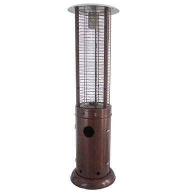 Round Commercial Glass Cylinder Patio Heater in Hammered Bronze with Clear Tube | HLDS01-GCH-BRZ