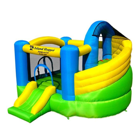 Island Hopper Bounce Houses - Curved Double Slide Recreational Bounce House 11'(L) X11'(W) X 8'(H) - CURVEDDBL