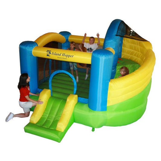 Island Hopper Bounce Houses - Curved Double Slide Recreational Bounce House 11'(L) X11'(W) X 8'(H) - CURVEDDBL