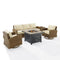 Crosley Furniture - Bradenton 5Pc Swivel Rocker And Sofa Set W/Fire Table Sand/Weathered Brown - Tucson Fire Table, Sofa, Side Table, & 2 Swivel Rockers