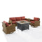 Crosley Furniture - Bradenton 5Pc Swivel Rocker And Sofa Set W/Fire Table Sangria/Weathered Brown - Tucson Fire Table, Sofa, Side Table, & 2 Swivel Rockers