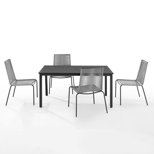 Crosley Furniture - Fenton 5 Pc Outdoor Wicker/ Metal Dining Set Gray/Matte Black - Table & 4 Chairs