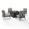 Crosley Furniture - Dahlia 5Pc Outdoor Metal Conversation Set W/ Fire Table Taupe/Matte Black - Dante Fire Table & 4 Armchairs
