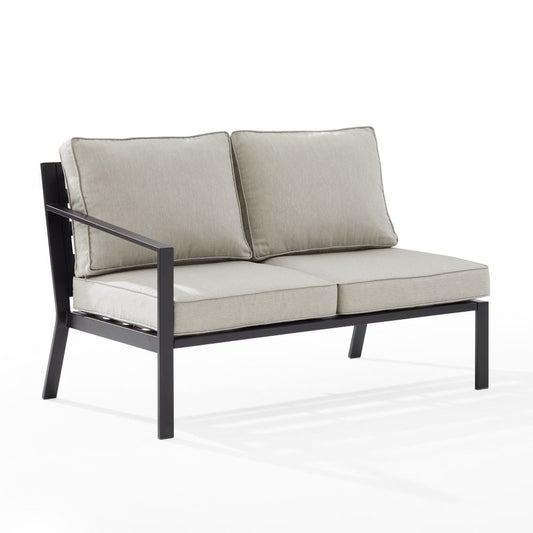 Crosley Furniture - Clark Outdoor Metal Sectional Left Side Loveseat Taupe/Matte Black