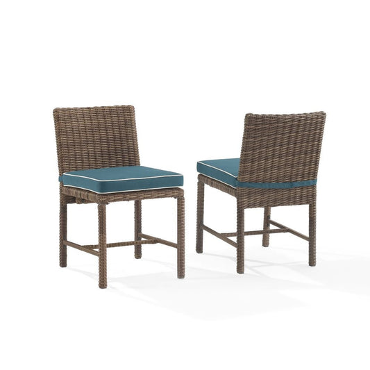 Crosley Furniture - Bradenton 2Pc Outdoor Wicker Dining Chair Set Navy/Weathered Brown - 2 Dining Chairs