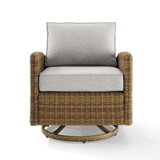 Crosley Furniture - Bradenton Outdoor Wicker Swivel Rocker Chair Gray/Weathered Brown