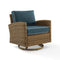 Crosley Furniture - Bradenton Outdoor Wicker Swivel Rocker Chair Navy/Weathered Brown