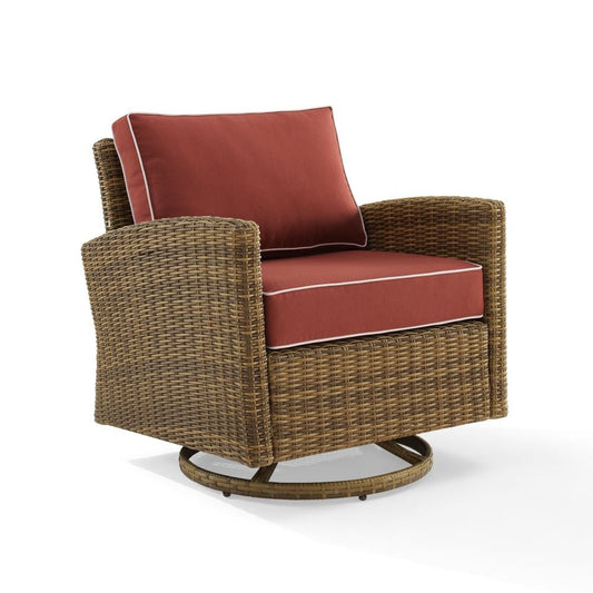 Crosley Furniture - Bradenton Outdoor Wicker Swivel Rocker Chair Sangria/Weathered Brown