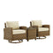 Crosley Furniture - Bradenton 3Pc Outdoor Wicker Swivel Rocker Chair Set Sand/Weathered Brown - Side Table & 2 Swivel Rockers