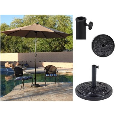 AZ Patio Heaters Solar Market Umbrella with LED Lights *Base Optional | MK-UMB-T