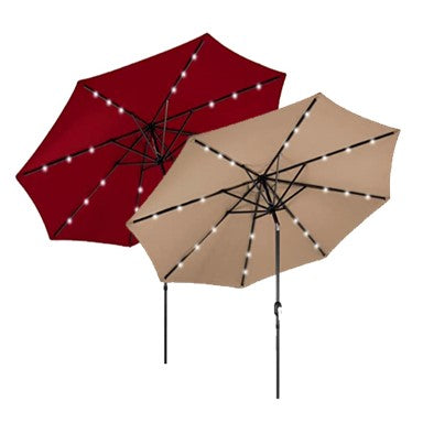 AZ Patio Heaters Solar Market Umbrella with LED Lights *Base Optional | MK-UMB-R
