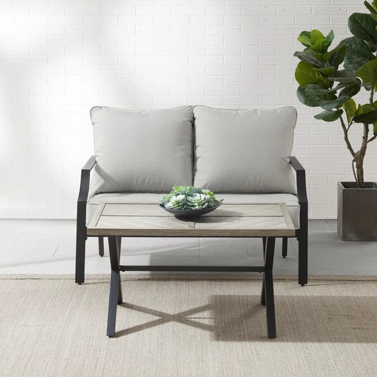 Crosley Furniture - Otto 2Pc Outdoor Metal Conversation Set Gray/Matte Black - Loveseat & Coffee Table