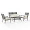 Crosley Furniture - Alistair 4Pc Outdoor Metal Conversation Set Creme/Matte Black - Loveseat, Coffee Table, & 2 Armchairs