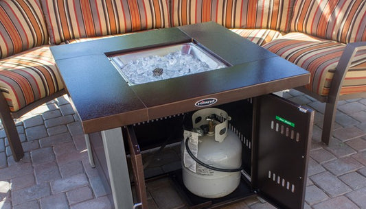 Hammered Bronze Square Fire Pit with Stainless Steel Legs and Lid | GS-F-PCSS