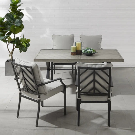 Crosley Furniture - Otto 5 Pc Outdoor Metal Dining Set Gray/Matte Black - Table & 4 Chairs