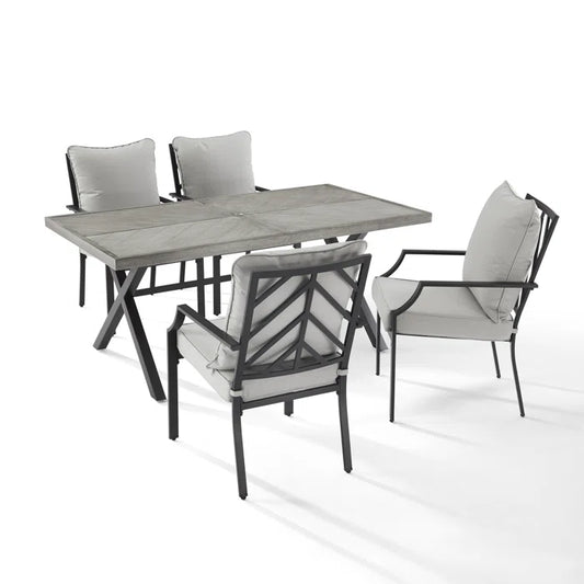 Crosley Furniture - Otto 5 Pc Outdoor Metal Dining Set Gray/Matte Black - Table & 4 Chairs