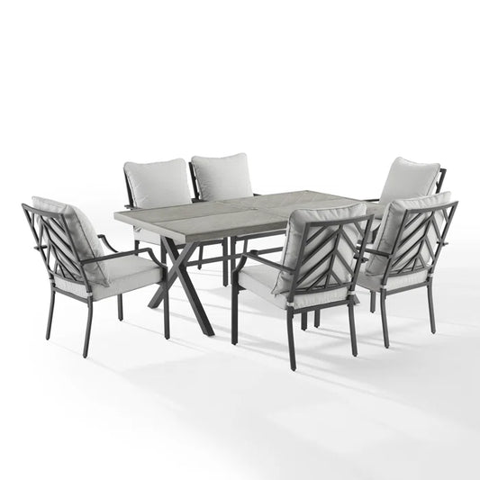 Crosley Furniture - Otto 7 Pc Outdoor Metal Dining Set Gray/Matte Black - Table & 6 Chairs