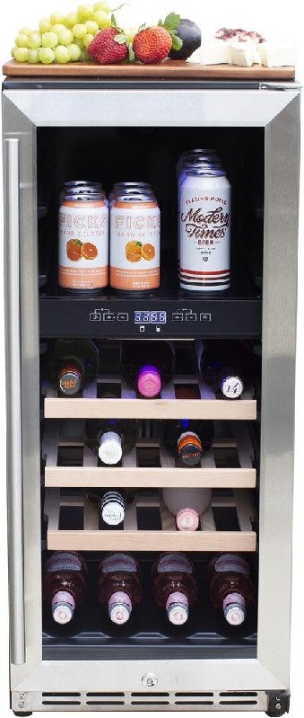 Summerset SSRFR-15WD 14 7/8 Inch 3.2C Outdoor Rated Dual Zone Wine Cooler - Stainless Steel