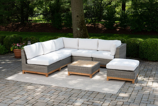 CO9 Design - Savannah Coffee Table or Side Table with Teak Inlaid Top | Brown or Grey